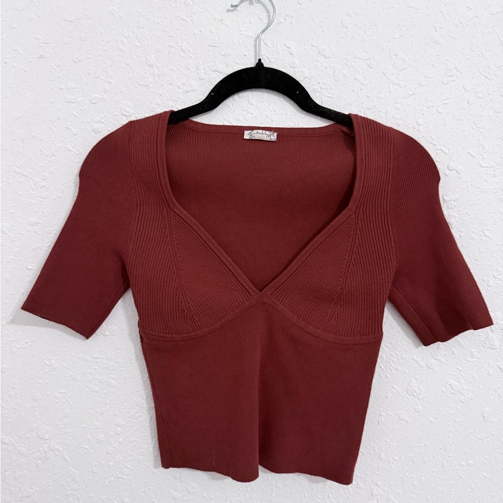Free People Burgundy Crop Top